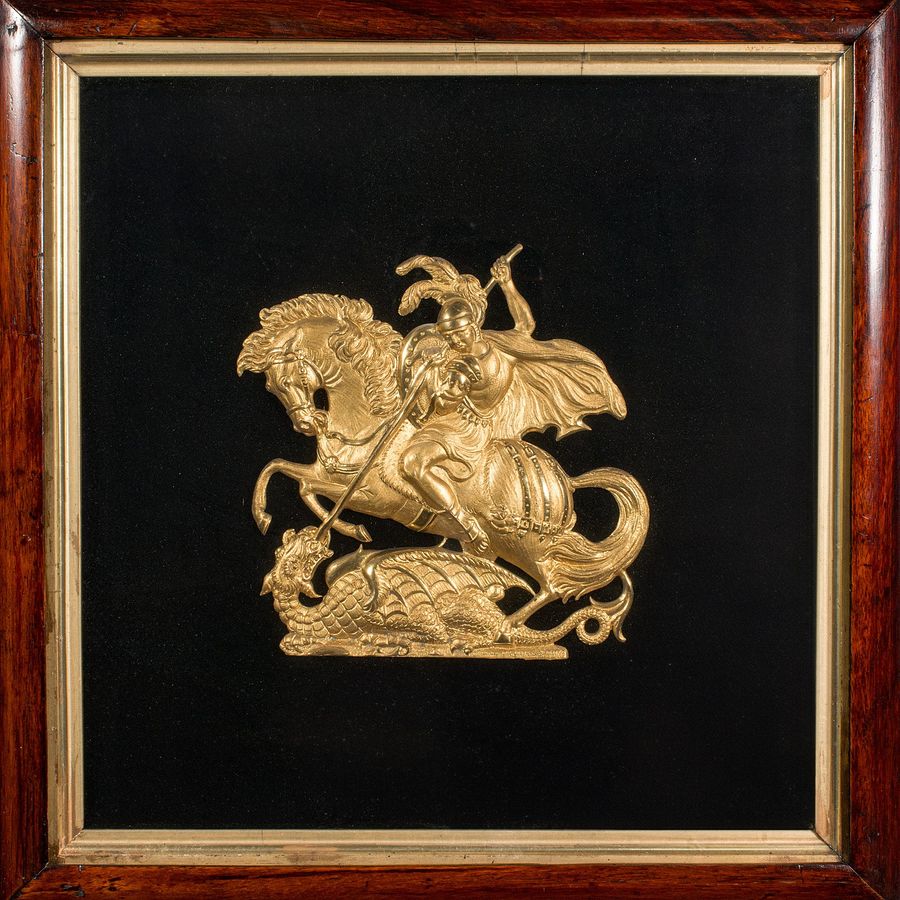 Antique Antique George & The Dragon Display Plaque, English, Decorative Relief, Regency
