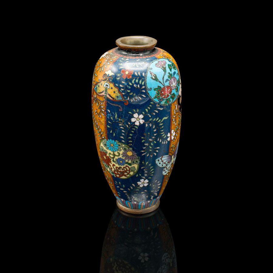 Antique Small Antique Meiji Posy Vase, Japanese, Nagoya Cloisonne Urn, Victorian, C.1900