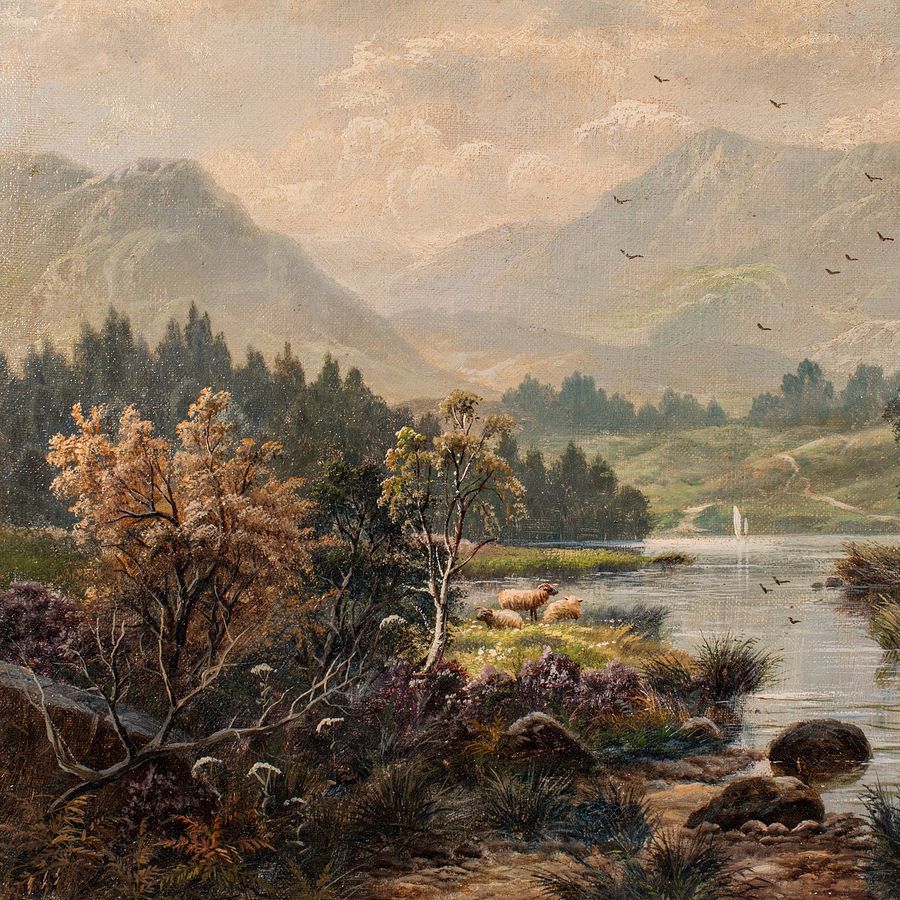 Antique Antique Landscape Painting, British School, Original, Oil on Canvas, Victorian