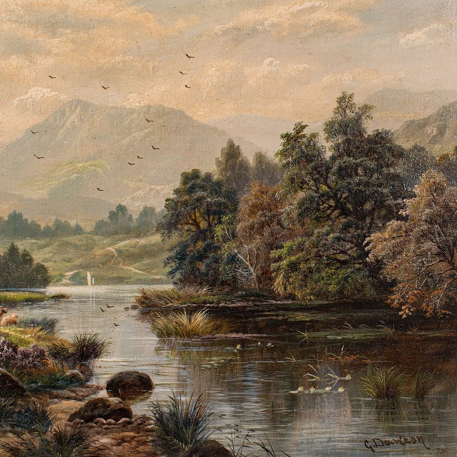 Antique Antique Landscape Painting, British School, Original, Oil on Canvas, Victorian