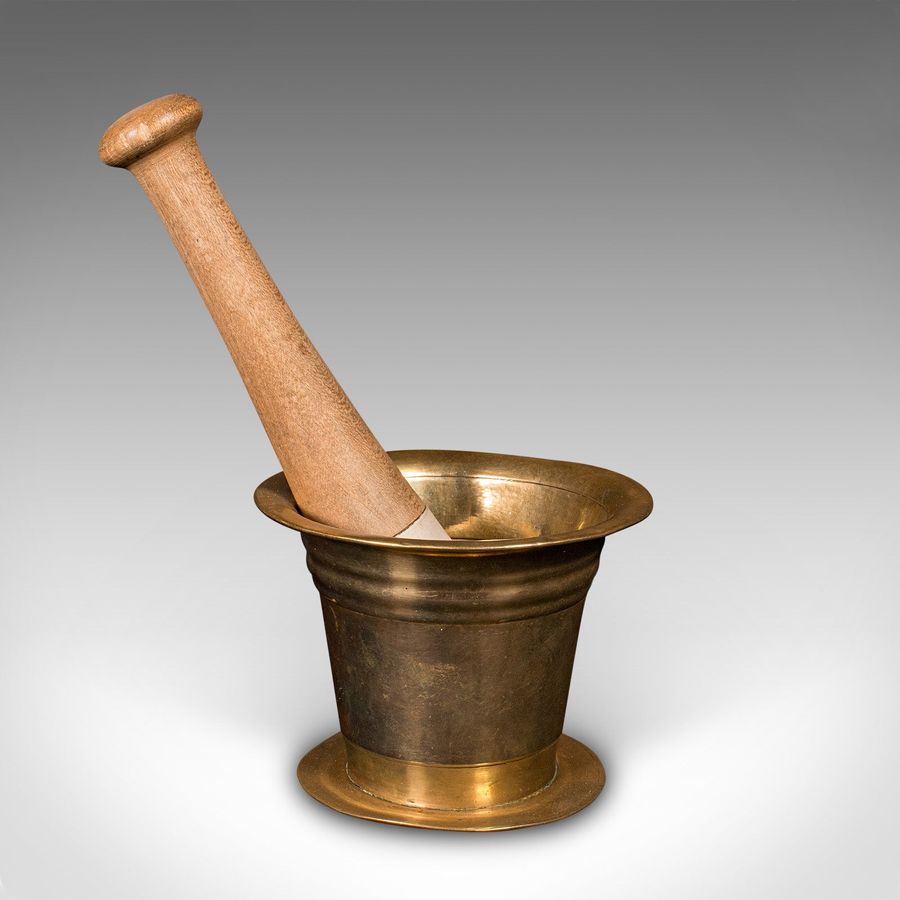 Antique Antique Apothecary Mortar and Pestle, English, Bronze, Beech, Chemist, Victorian