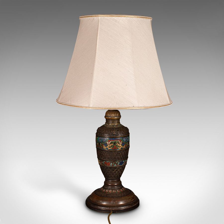 Antique Antique Cloisonne Lamp, Japanese, Bronze, Table Light, Victorian, Meiji, C.1850