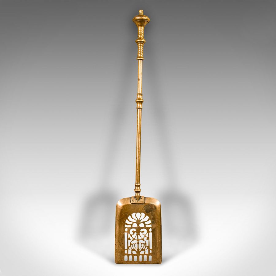 Antique Trio of Antique Fire Tools, English Brass, Companion Set, Georgian, Circa 1800