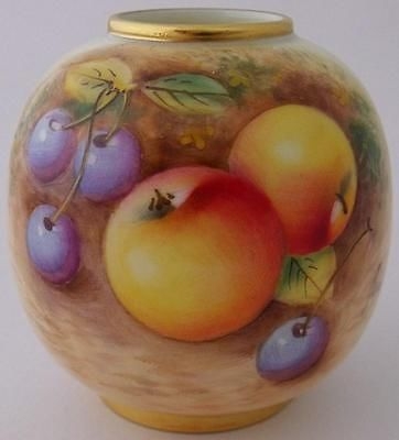 Superb Royal Worcester Vase With Hand Painted Fruit By Roberts Shape Number 2491
