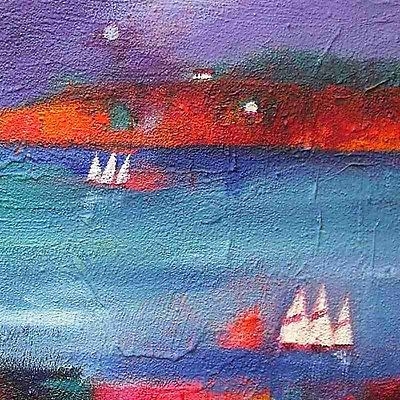 David Wheeler Coastal Landscape Oil Painting - Sailing Off Pentire Cornwall
