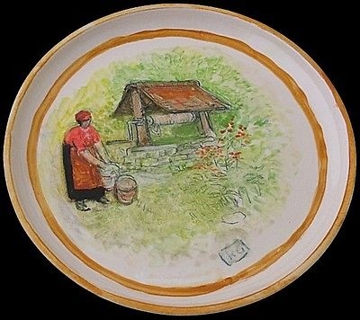 Rare Reg Gammon Pottery Plate / Dish - Woman At A Water Well