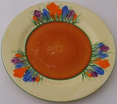Delightful Clarice Cliff Bizarre Autumn Crocus Flowers Plate - Art Deco