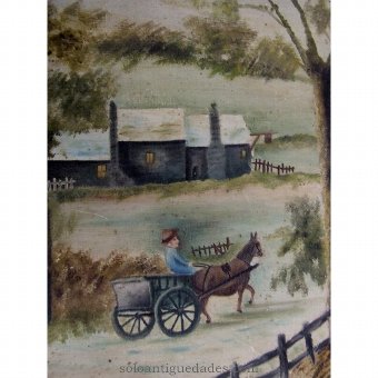 Antique Oil on canvas rural landscape