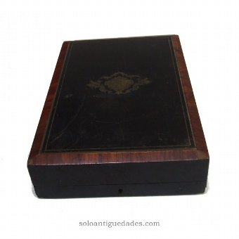 Antique Old wooden jewelry box ebonised