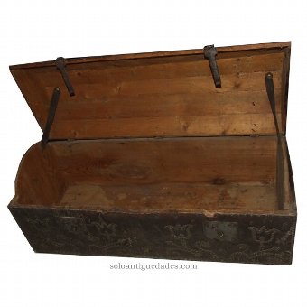 Antique Wooden chest lined leather