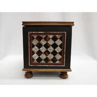 Antique Wooden collection box, mother of pearl and tortoiseshell