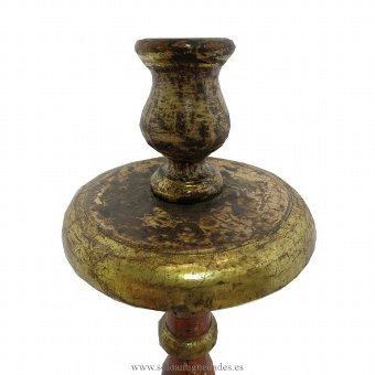 Antique Elegant polychrome wooden candle