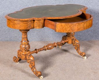 Antique Victorian Irish Carved Writing Table