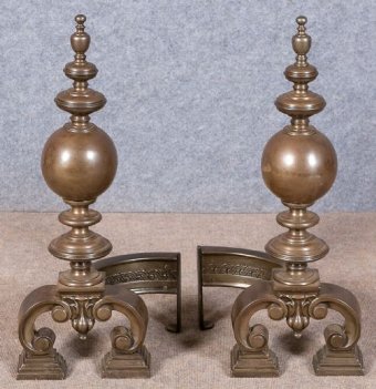Pair of Polished Steel Andirons Fire Dogs