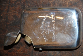 Antique Silver hip flask for Polo, Irish.