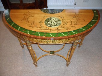 Satinwood Hand Painted Console Table