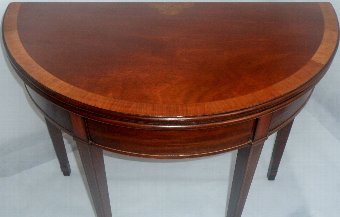Georgian inlayed Demi- lune fold over card table