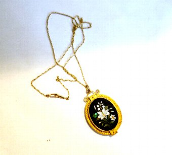 Antique 14k Gold Pietra Dura Locket