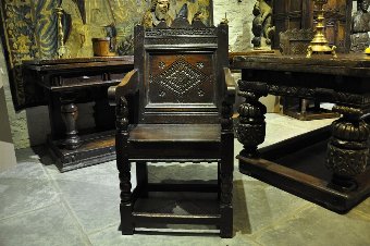 OAK PANEL BACKED ARMCHAIR