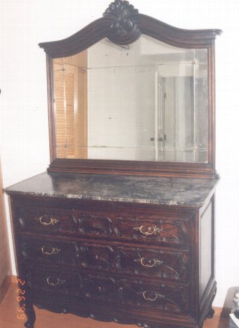 Chest of drawers with mirror & marble, Commodore Dresser with mirror & marble
