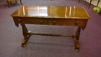 19th Century mahogany stretcher table, desk, console or dressing table