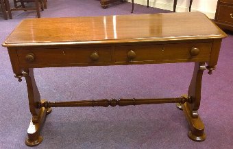 Antique 19th Century mahogany stretcher table, desk, console or dressing table