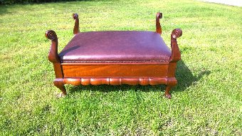 Exceptional and rare leather stool in Mahogany