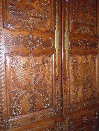 Antique French richly carved wedding armoire/Wardrobe from brittany/Quimper