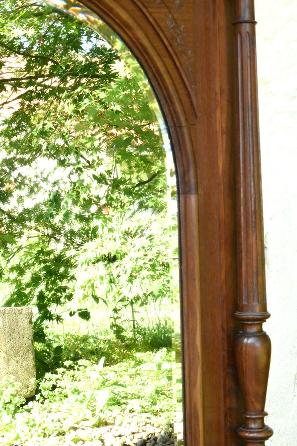 Antique Large Oak Overmantel Mirror Henri II