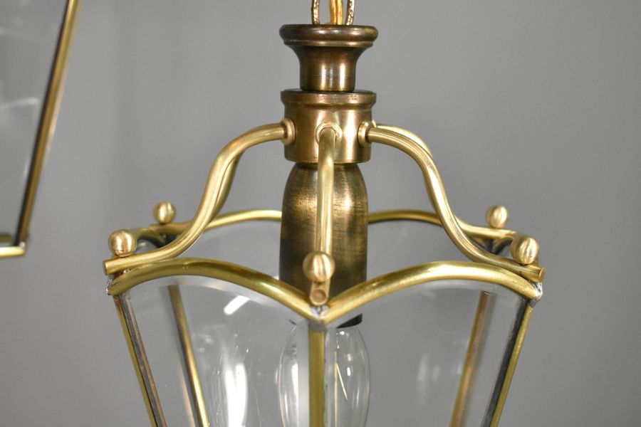 Antique Pair Matching Brass Lanterns