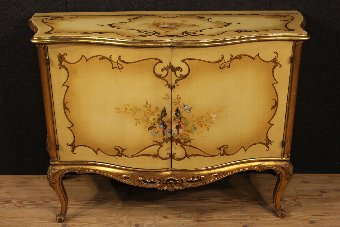 Antique Venetian lacquered and gilded cupboard of the 20th century
