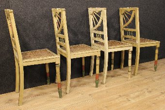 Antique Group of four Spanish lacquered chairs of the 20th century