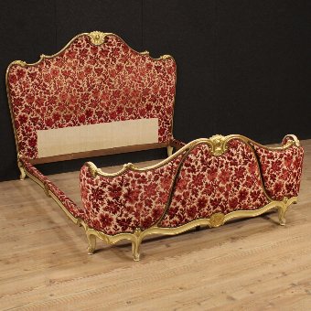 Venetian lacquered and gilded double bed