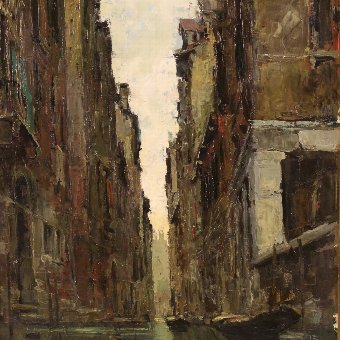 Antique Italian painting view of Venice