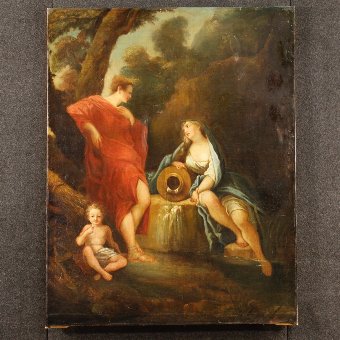 Antique French painting oil on canvas from 19th century
