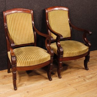 Pair of French armchairs in mahogany from 19th-century
