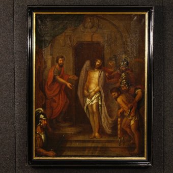Antique French religious painting Passion of Christ from 18th century