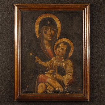 Antique French painting Madonna with child from 18th century