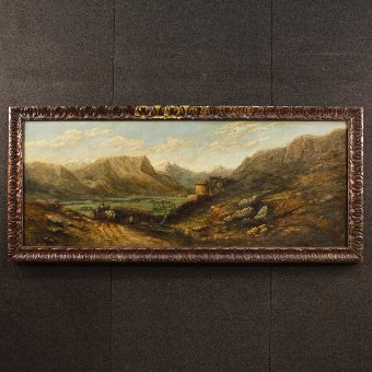 French bucolic landscape painting oil on canvas