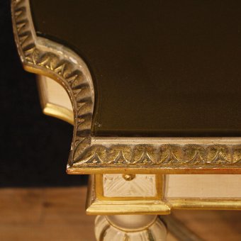 Antique Italian lacquered and golden side table in Louis XVI style