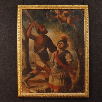 Antique painting Martyrdom of Saint Alexander from Bergamo from 18th century