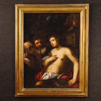 Antique Italian painting Susanna and the Elders from 18th century