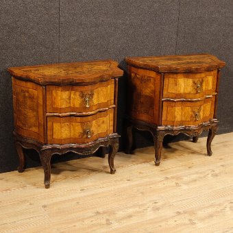 Pair of Venetian dressers in walnut, burl and rosewood