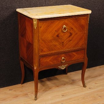 French commode in mahogany and rosewood with onyx top