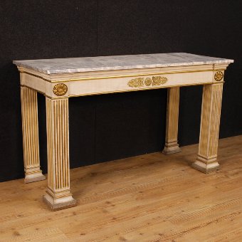 Lacquered and golden French console in Empire style