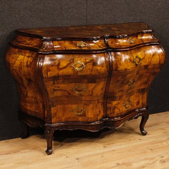 Venetian dresser in walnut and burl walnut in Louis XV style