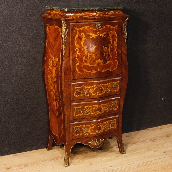French inlaid secrétaire with marble top in Louis XV style