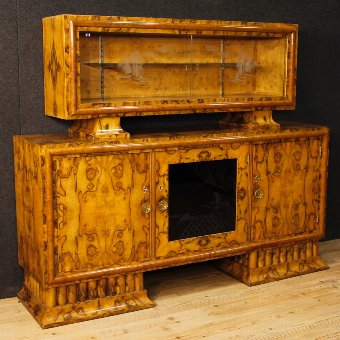 Italian sideboard in burl walnut in Art Deco style