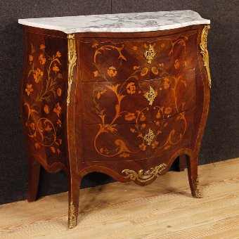 French inlaid dresser with marble top in Louis XV style