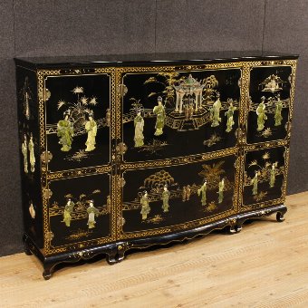 French sideboard in lacquered and painted chinoiserie wood